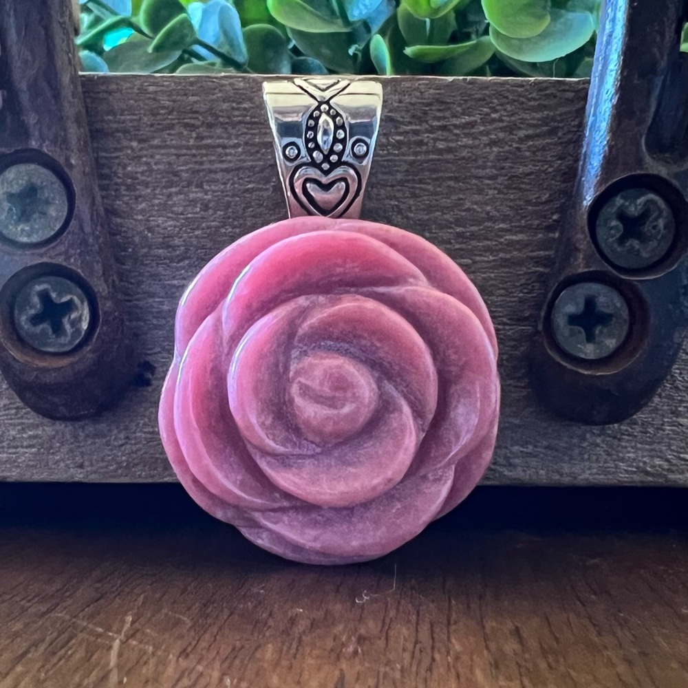 Sincerely Southwest Carolyn Pollack Relios Silver Rhodonite Rose Pendant Slide
